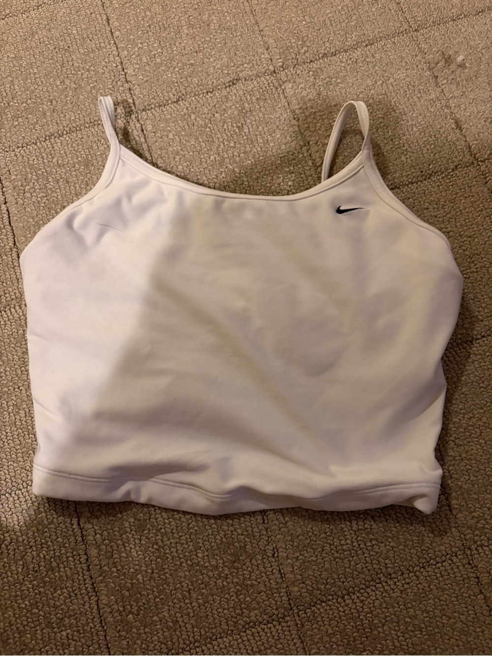 Nike White Tank with Small Orange Swoosh Self Bra